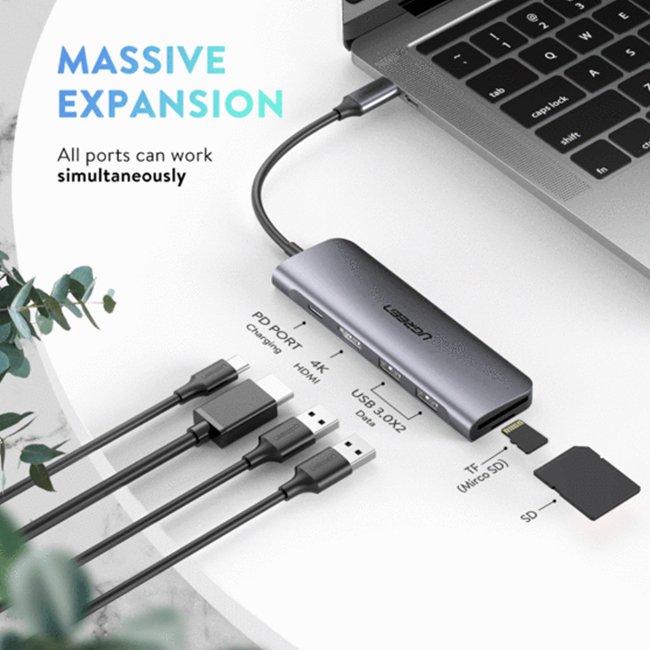 6 in 1 USB C PD Adapter with 4k HDMI 70411 05