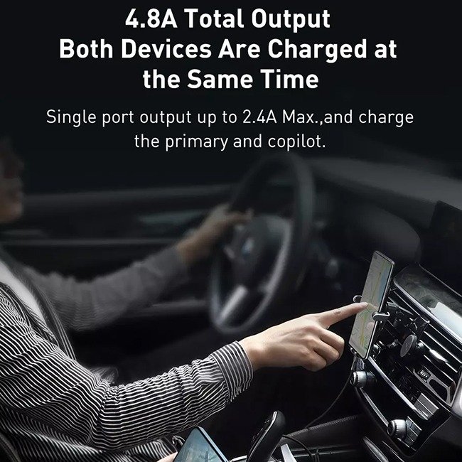 Baseus Grain Pro Dual Port 44W 4.8A Car Charger 5