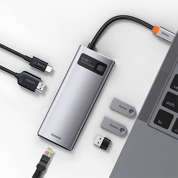 Baseus Metal Gleam Series 6 in 1 Multifunctional Type C Hub Adapter 1
