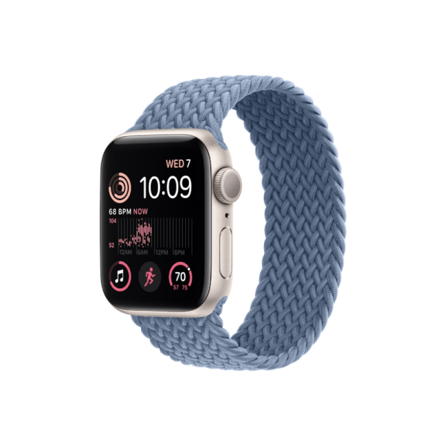 Apple Watch SE 2nd Gen 40MM Starlight Aluminum GPS – Slate Blue Braided Solo Loop Band